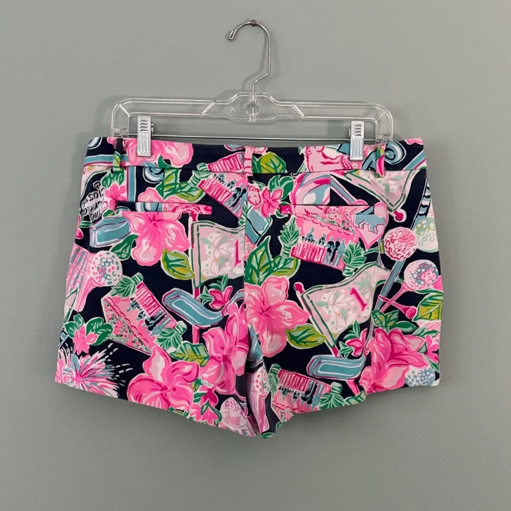 Lilly Pulitzer Pink and Blue Floral and Golf Women's Shorts - Picture 3 of 4